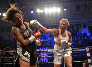 Shannon Courtenay rocks Buchra El Quaissi with a punishing right on her way to victory in December at London’s York Hall
