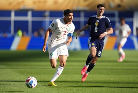 Achraf Hakimi successful action against Scotland astatine nan World Cup.