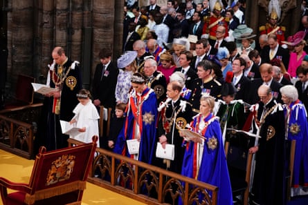 Prince Harry at the coronation ceremony of King Charles III in Westminster Abbey