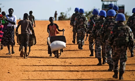 Peacekeeper troops from Chinain Juba, South Sudan. A report says they and forces from other countries ‘underperformed’ during violence in the city in July.