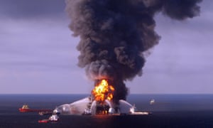 Response crews battle fire on BP-operated oil rig Deepwater Horizon in the Gulf of Mexico on 21 April 2010.