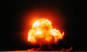 Mushroom cloud of the Trinity test on 16 July 1945 in New Mexico