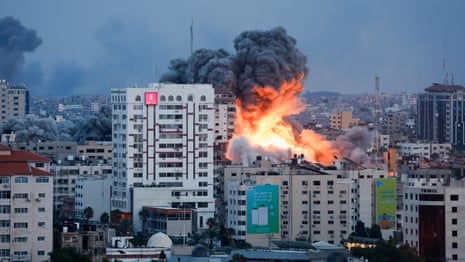 Moment Israeli airstrike hits Gaza tower block after Hamas attack – video