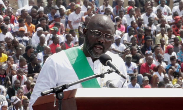 George Weah during his swearing-in ceremony