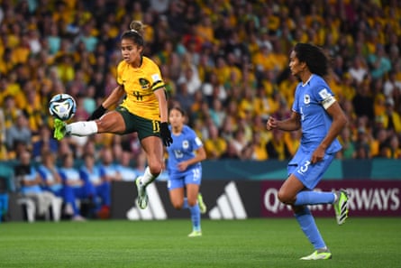 Fowler brings the ball under her spell against France.