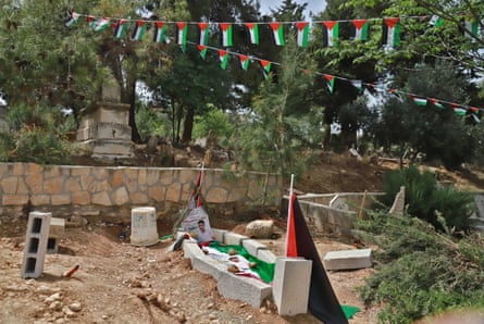 The fresh grave of 17-year-old Omar Hamed, shot dead by settlers at Beitin.