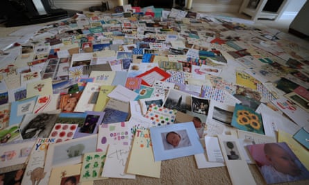 A floor entirely covered in cards