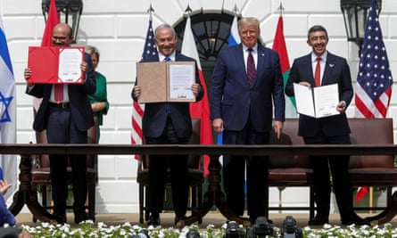 Donald Trump hosts leaders from the UAE, Bahrain and Israel for the signing ceremony in Washington
