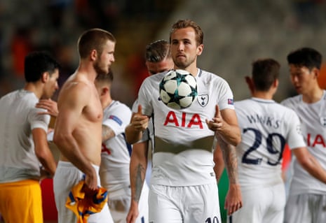 Harry Kane takes the matchball after the match.
