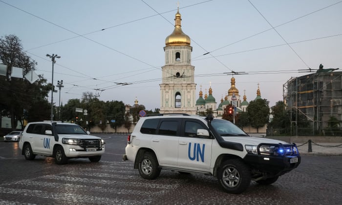 Members of the IAEA mission depart Kyiv to visit the Zaporizhzhia nuclear power plant in southern Ukraine.