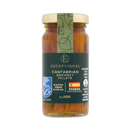 Asda Exceptional Cantabrian anchovy fillets in extra-virgin olive oil.