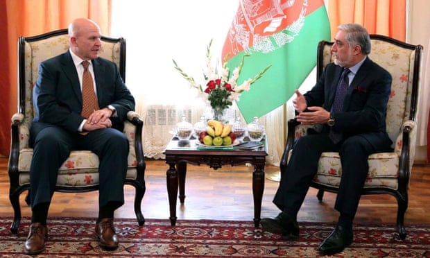 McMaster meets Abdullah Abdullah, Afghan chief executive, in Kabul in April 2017.