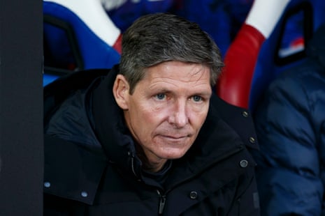 Oliver Glasner looks on prior to the UEFA Europa Conference League match between Crystal Palace and Shakhtar Donetsk