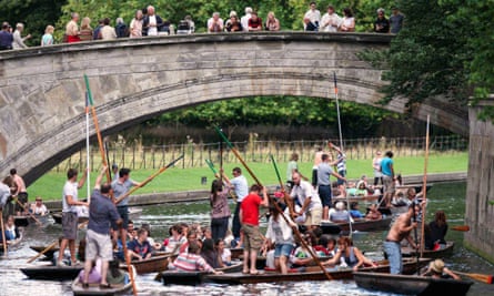 Congested Cambridge: punters in a pile-up underneath a bridge