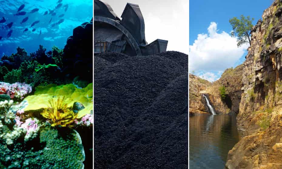 Composite image of the reef, coal and Kakadu