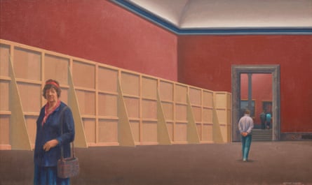 Jeffrey Smart’s Margaret Olley in the Louvre Museum, 1994–95, oil on canvas.