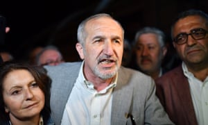 Cumhuriyet chairman Akin Atalay after being released from prison on Wednesday.