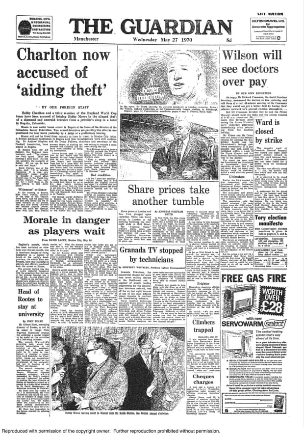 Front page of the 27 May 1970 edition of the Guardian.