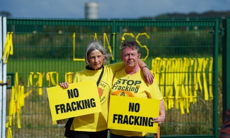 Protesters Tracey Booker (right) and Pauline Jones at the fracking site in Preston New Road, Little Plumpton, near Blackpool.