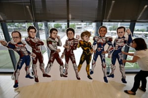 Figures representing the G7 leaders, created for the G7 network of health-related NGOs in Japan.