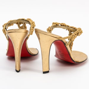 Gold knotted-rope toe-thong mules by Christian Louboutin, circa 1997