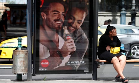 A billboard part of the Coca-Cola campaign supporting gay rights. 