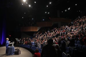 Hillary Clinton receives a standing ovation at the Children’s Defense Fund gala at the Newseum in Washington DC.