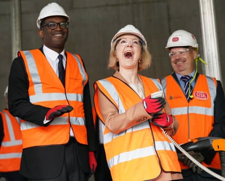 Prime Minister Liz Truss and Chancellor of the Exchequer Kwasi Kwarteng during a visit to a construction site for a medical innovation campus in Birmingham, on day three of the Conservative Party annual conference at the International Convention Centre in Birmingham. Tuesday October 4, 2022.