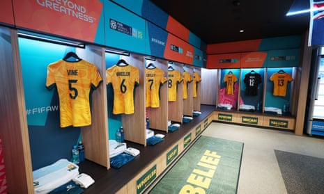 The Matildas’ shirts waiting in the dressing room.