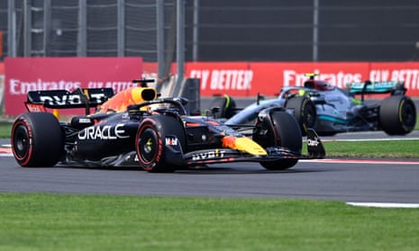 Verstappen is chased by Lewis Hamilton