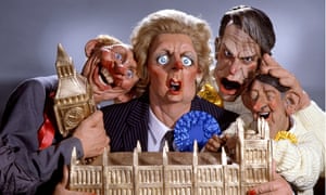 Spitting Image puppets of Neil Kinnock, Margaret Thatcher, David Owen and David Steel