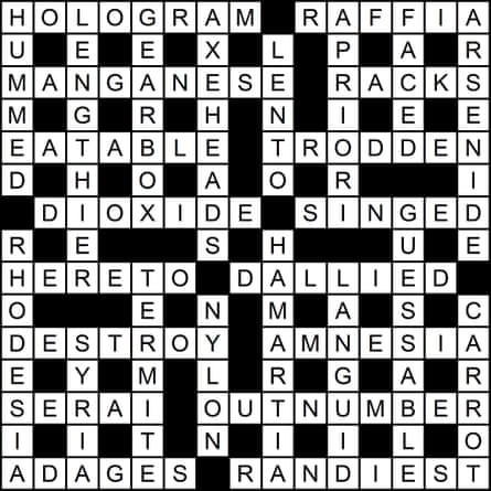 A completed crossword grid