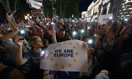 A rally in support of Georgia’s proposed membership of the EU in Tbilisi, Georgia, June 2022