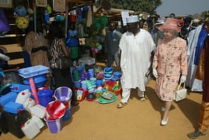 Nigeria, 2003: local traders put on a special market for the Queen in the village of Karu, during her official visit to the west African country.
