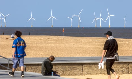 Offshore wind turbines at the Scroby Sands Wind Farm, near Great Yarmouth.