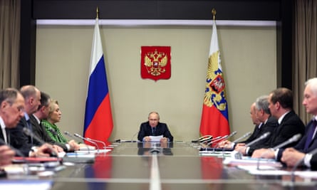 Vladimir Putin holds a meeting of his security council after the riot in Makhachkala.