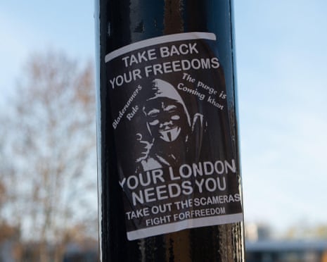 A poster stuck on a lamp post that says: 'Take back your freedoms; take out the scameras; Blade Runners rule'