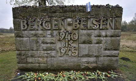 A memorial stone reading Bergen-Belsen 1940 to 1945