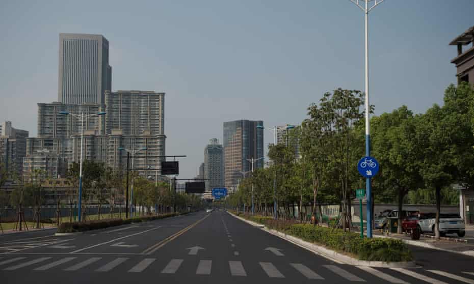 An empty street in Hangzhou on 2 September