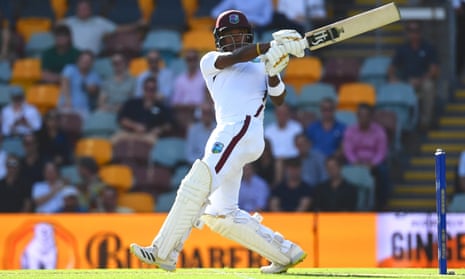 Kavem Hodge tried to rebuild the West Indies innings on day one of the Second Test at the Gabba.