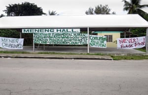 Political protest banners spotted on the main road of Nauru