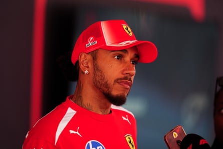 Lewis Hamilton speaks to the media in Madrid.