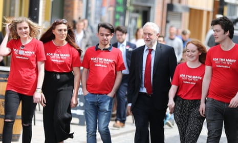 Jeremy Corbyn with students in Hull during the 2017 election campaign.