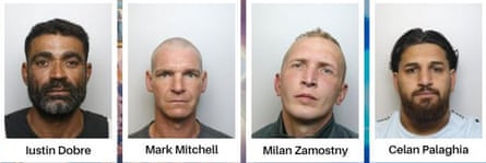 Mugshots of Iustin Dobre, Mark Mitchell, Milan Zamostny and Celan Palaghia.