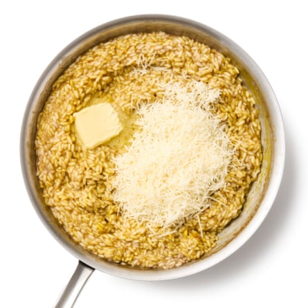 adding the butter and cheese