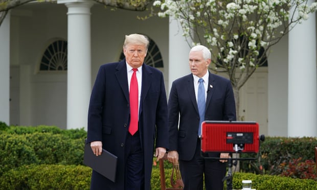 Donald Trump and Mike Pence at the White House in Washington DC, on 24 March. 