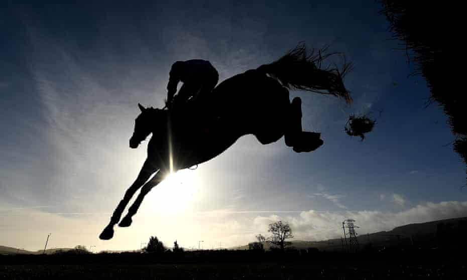 Rachael Blackmore and Journey With Me clear a fence at Leopardstown in this picturesque shot.