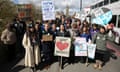 Protesters outside St Thomas’ Hospital in London on Tuesday 26 April