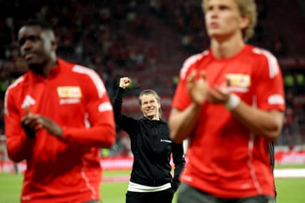 Eta punching the air after Union Berlin’s win against Mainz last term