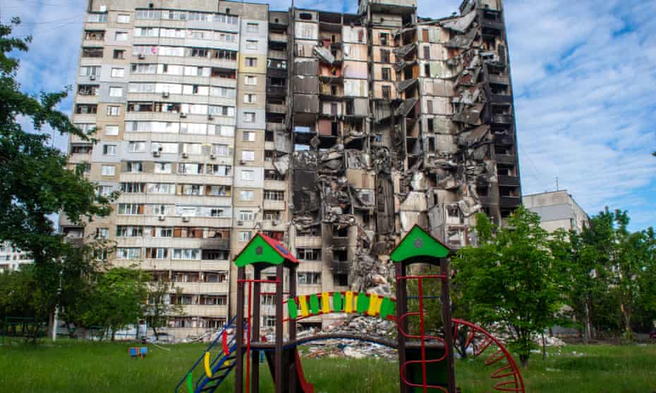 A badly damaged residential block in Saltivka, Kharkiv, Ukraine, 25 May 2022. 